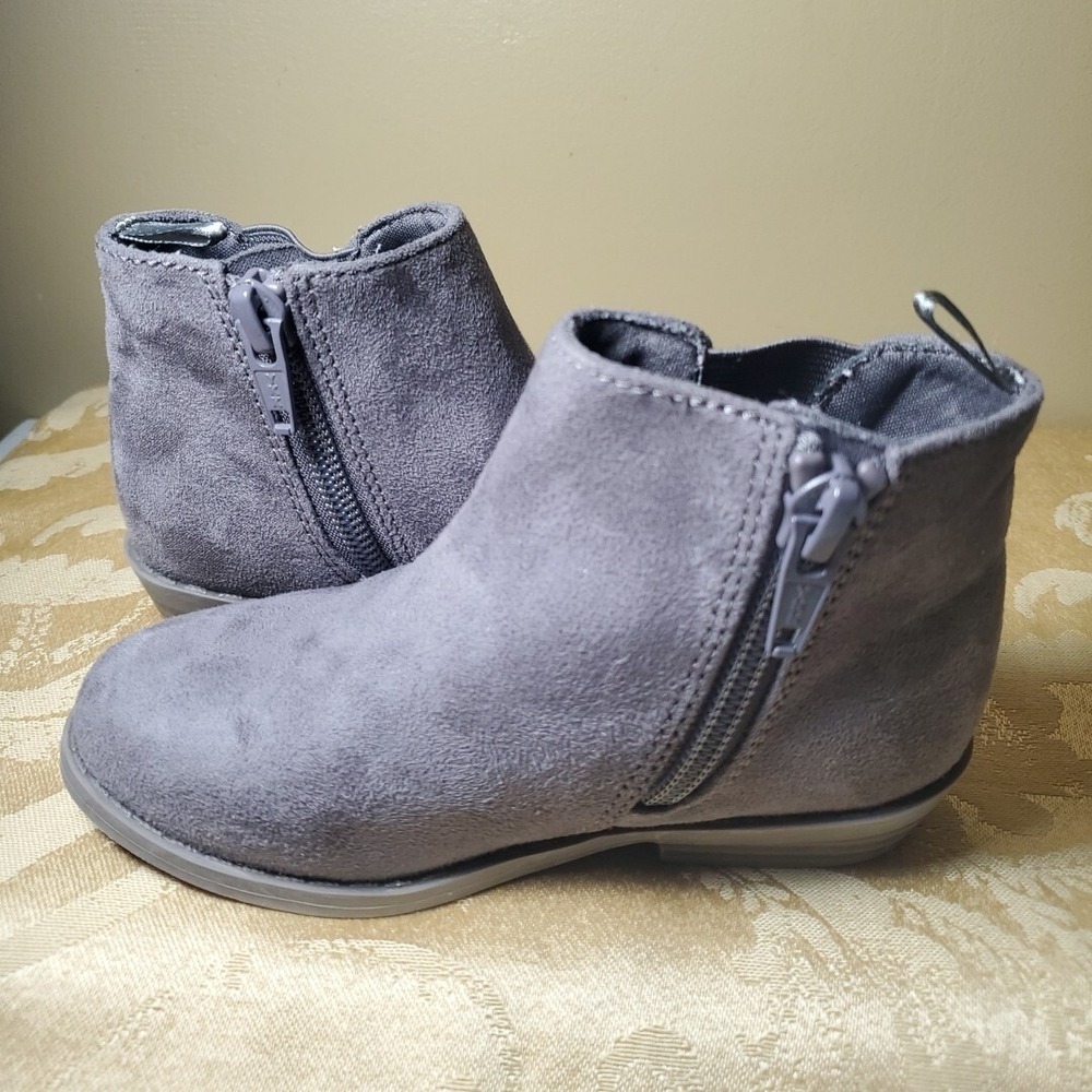 Old Navy Girls Suede Boots Child/ toddlers Grey Size 7 (Side Zip)